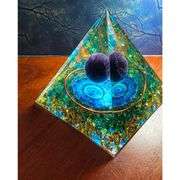 Orgone Moonstone and Amethyst Pyramid
