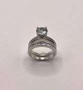 Large 3.7 Ct  VVs1 Lab Simulated Diamond 2 Band Engagement  Ring Set