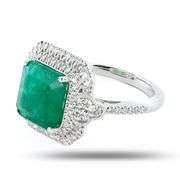 PLATINUM EMERALD AND DIAMOND RING 5.08 C.T.W.