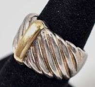 Wide Band Ring with 18k Gold accent in Sterling Silver 15.6grams Size 6 3/4