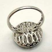 Hand made Italian 18K white gold  1.00 cttw black/white diamond pave disc ring