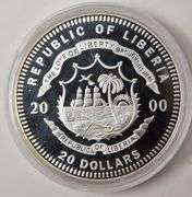 (2) 2000-2001 Republic of Liberia $20 Coins
