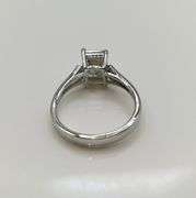 14 Kt White Gold Plated 2.25 Ct Emerald Cut Moissanite Ring