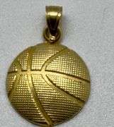 10K Yellow Basket Ball Pendant