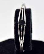Black Onyx Gemstone Cuff Bracelet in Sterling Silver
