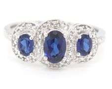 10kt White gold blue sapphire ring