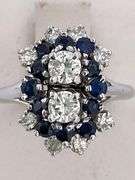 CERTIFIED 18K WHITE GOLD DIAMOND AND SAPPHIRE RING