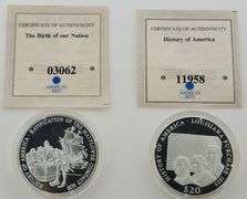 $20 Republic Of Liberia Louisiana Purchase & Mayflower Compact Silver Coins