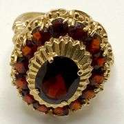 18kt Yellow Gold Oval Garnet & Halo Garnet Ring