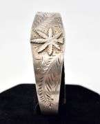 Hemp Leaf Cuff Bracelet in Sterling Silver 26.3grams