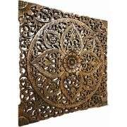 Artist Carved Teak Wood Wall Art 24"x24"
