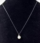 Perfect 14K White Gold Pearl Pendant Necklace