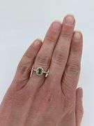 Green Sapphire & Diamond Halo Ring