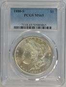 Premium Quality Gem BU 1880-S Morgan Silver Dollar. PCGS MS65