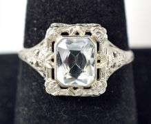 Vintage Aquamarine Gemstone Ring in 14K White Gold