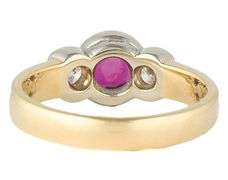 0.60ct Ruby and 0.50ctw Diamond Three Stone Ring in 18K