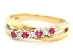 10kt Yellow gold ruby and diamond band