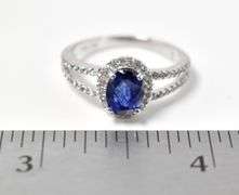 Beautiful Blue Oval cut Stone Ring in Sterling Silver 3.1grams Size 8 1/4