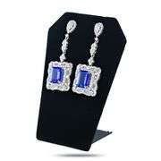 14K WHITE GOLD TANZANITE AND DIAMOND DANGLE EARRINGS 15.72 C.T.W.