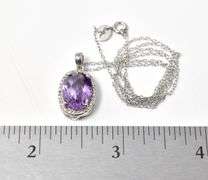 Oval Amethyst Necklace in Sterling Silver 3.8grams 18inch