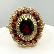 18kt Yellow Gold Oval Garnet & Halo Garnet Ring