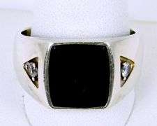 Men's Sterling & Onyx Ring, Size 13