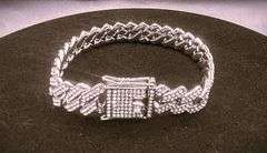 Mens 43.4 Gram 14 Kt White Gold Plated Miami Cuban Link Bracelet