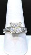 14 K White Gold Plated Huge 5 Ct Princess Cut Lab Simulated Diamond Ring