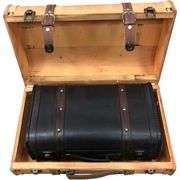 2 Storage Suitcases with Rustic Leather