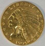 Lustrous better date 1909 US $2.50 Indian Gold Piece