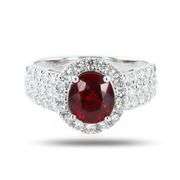 PLATINUM UNHEATED RED SPINEL AND DIAMOND RING 2.93 C.T.W., GIA CERTIFIED