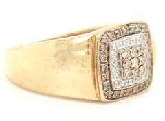 Stylish 10K YG Unisex Champagne & White Diamond Ring
