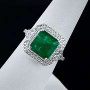 PLATINUM EMERALD AND DIAMOND RING 5.08 C.T.W.