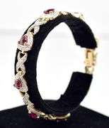 Gorgeous Red Stone Link Bracelet in Sterling Silver 21.3grams