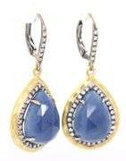 18kt Yellow gold Sapphire and diamond drop earrings