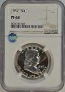 Near Flawless 1957 Proof Franklin Half Dollar. NGC PF68