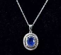 Blue Stone Necklace with Accent Gems in Sterling Silver 3grams 18inch