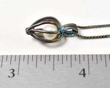 Heart Cage Pearl Necklace in Sterling Silver 4.7grams 18inch