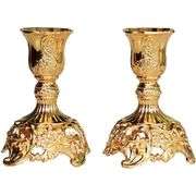 Set of 2 Engraved Taper Candle Holders