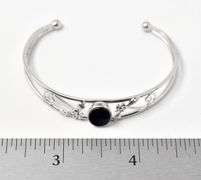 Dainty Cuff Bracelet with Onyx Stone in Sterling Silver 5.8grams