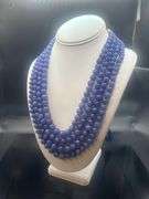 Beautiful 1142 Cttw Natural Mined From The Earth 4 Strand Blue Sapphire Necklace