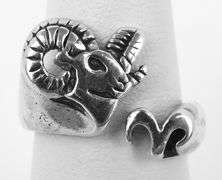 Vintage Sterling Silver Ram Ring, Size 8