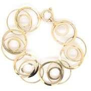Polished Multi Circle Geometric Link Bracelet in 14K
