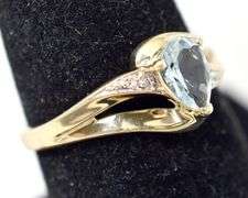 Darling 10K Yellow Gold Blue Topaz Gemstone and Diamond Ring