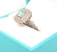 Sparkling 0.70CTS Emerald-Cut Natural Emerald & 0.60CTW Diamond Ring in 925 Sterling Silver
