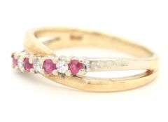 10kt Yellow gold ruby and diamond band