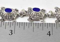 Turtle Link Bracelet with Blue Stones in Sterling Silver 20.3grams