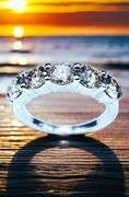 Dazzling14 Kt White Gold Plated 5 Stone Ice Blue Moissanite Ring