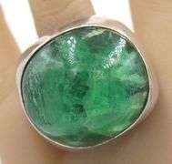 925 Sterling silver green stone ring