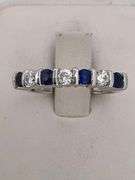 CERTIFIED PLATINUM DIAMOND AND SAPPHIRE BAND